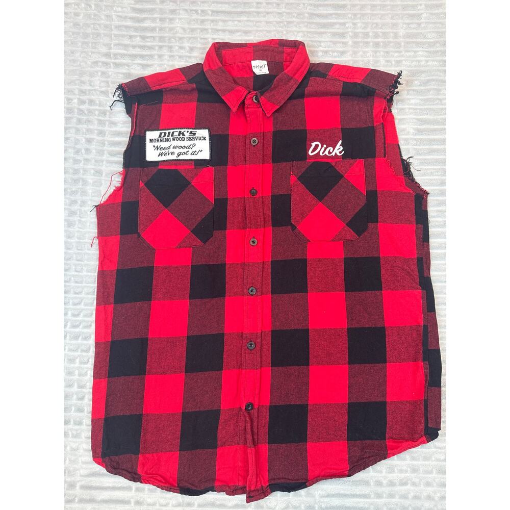 Mens Naughty Novelty Shirt Sz M Halloween Party Plaid Cosplay Adult Costume